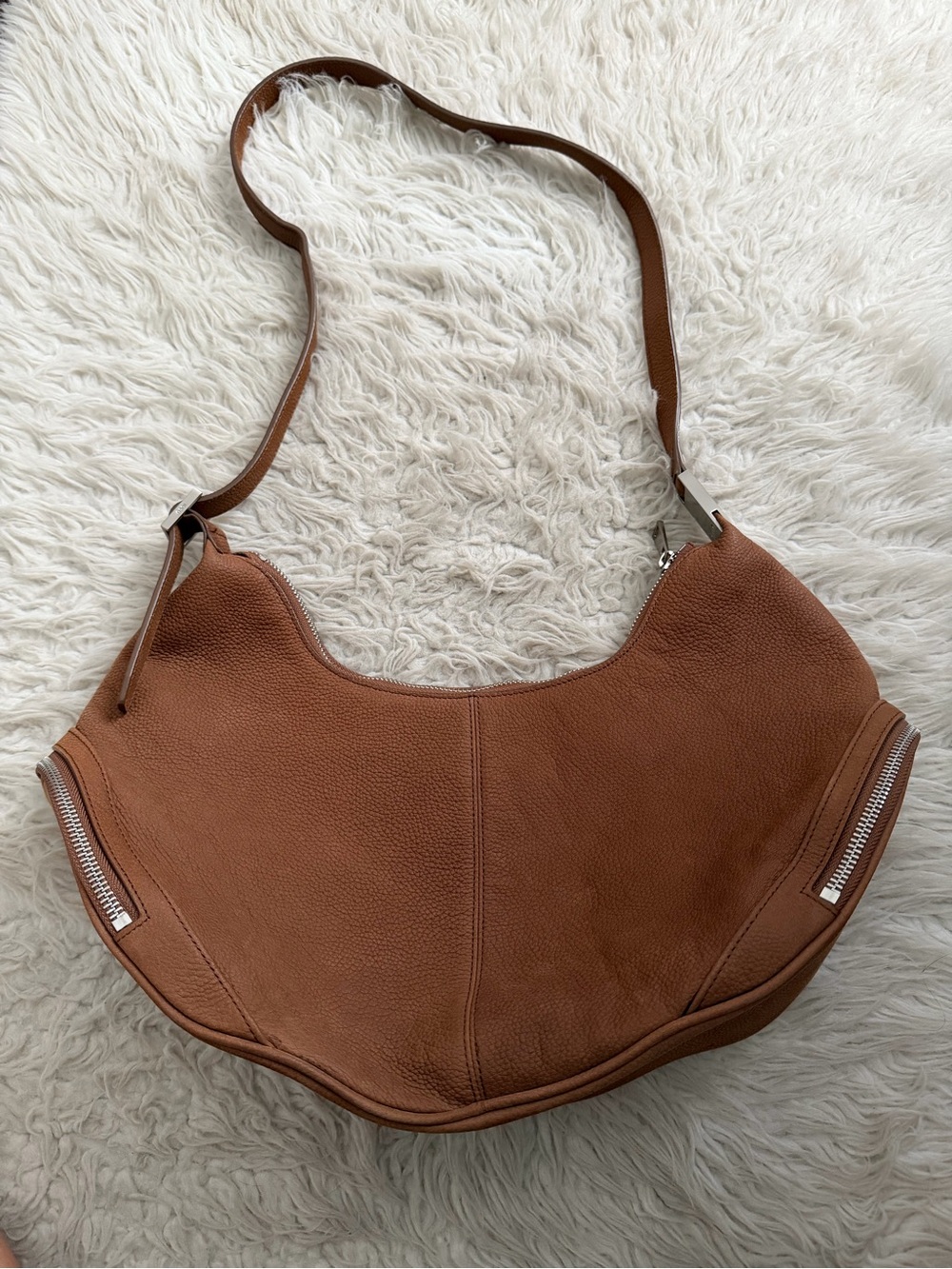 OSOI Cargo Hobo Shoulder Bag in Nubuck Brown - Picture 4 of 14